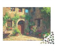 Rustic European Cottage 1000 Pc Premium Cardstock Jigsaw Puzzle for Couple Partners, Concentration Puzzle, Indoor Leisure Time, Perfect Housewarming Gift 70x50cm/1000pcs