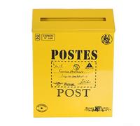 Rustic European Vintage Metal Mailbox for Wall Mount, Adds Unique For Home Decor Element and Serves as Photography Prop, Made from Sturdy Iron (Yellow)