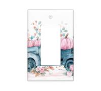 Rustic Fall Truck Light Switch Cover Plate, Blue and Peach Pumpkins Wall Accents, Thermoplastic Standard Size Single Rocker