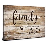 Rustic Family Wall Art for Living Room Farmhouse Brown Bless Wall Pictures Kitchen Wall Decor Vintage Inspirational Words Canvas Prints Country Artworks Dining Room Entryway Home Decorations 12x16”