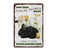 Rustic Farm Bees Bunny Easter Eggs Metal Tin Sign Farmhouse Easter Decor Welcome Spring Retro Vintage Sign Spring Flower Local Honey Easter Rabbit Aluminum Art Signs 8x12 inch