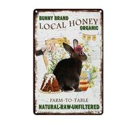 Rustic Farm Bees Bunny Easter Eggs Metal Wall Decor Sign Spring Flower Local Honey Easter Rabbit Retro Aluminum Metal Signs Farmhouse Easter Decor Happy Spring Signs 8x12 inch