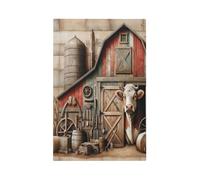 Rustic Farm Cow Animal Light Switch Cover Decorative Single Blank Wall Plate Farmhouse Cattle Cabin Switchplate Electrical Outlet Faceplate for Kitchen Bathroom Bedroom Decor 5" x 3"
