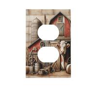 Rustic Farm Cow Animal Outlet Covers Light Switch Cover Decorative Wall Plate Farmhouse Country Cattle Cabin Switchplate Electrical Outlet Faceplate for Kitchen Bathroom Bedroom Decor 5" x 3"