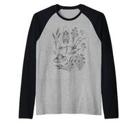 Rustic Farm Line Art Illustration Homestead Design Raglan Baseball Tee