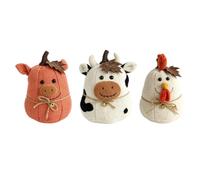 Rustic Farm Pumpkin Friends Decor Set, Charming Fall Seasonal Ornament, Cute Chicken Farmhouse with Pumpkin Cow Pig Statues