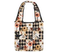 Rustic Farmhouse Aesthetic Pattern Canvas Tote Bag for Women, Medium Reusable Grocery Totes Washable and Eco-friendly