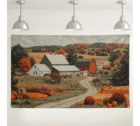 Rustic Farmhouse Autumn Backdrop, Vintage Pumpkin Patch Party Decorations, Cozy Indoor/Outdoor Photography Background for Fall Events 71x43 Inch