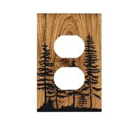 Rustic Farmhouse Brown Pine Tree Wood Grain Print Duplex Outlet Covers Receptacle Wall Plate Country Decorative Light Switch Plates Electrical Switchplate Decor Accessories 5"x 3"