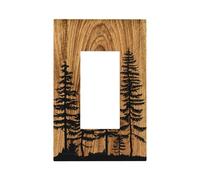 Rustic Farmhouse Brown Pine Tree Wood Grain Print Single Rocker Light Switch Plates Outlet Covers Country Decorative 1 Gang Wall Plate Electrical Switchplate Decor Accessories 5"x 3"
