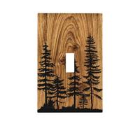 Rustic Farmhouse Brown Pine Tree Wood Grain Print Single Toggle Light Switch Plates Outlet Covers Country Decorative 1 Gang Wall Plate Electrical Switchplate Decor Accessories 5"x 3"