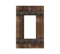 Rustic Farmhouse Brown Wood Barn Door Print Country Light Switch Plate Cover Single Rocker 1 Gang Wall Plates Decorative Switchplate for Bathroom Kitchen Bedroom Home Decor Accessories 5"x3"