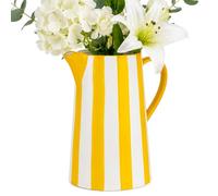 Rustic Farmhouse Ceramic Pitcher Vase, Ceramic Yellow Vase with Handle | Decorative Pitchers Ceramic Jug - 7.4 inch Utensils Holder Plant Pots Planters Home Decor Gifts Vases Flowers Display Holders