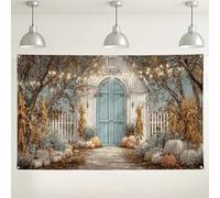 Rustic Farmhouse Fall Backdrop, Cozy Autumn Harvest Decorations for Photography, Pumpkin Patch Outdoor/Indoor Party Background 71x43 Inch