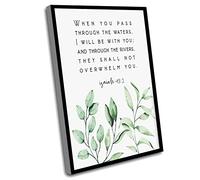Rustic Farmhouse Kitchen Decor,Isaiah 43 2 When You Pass Through The Waters I Will Be With You Bible Verse Print Wall Art Deep Waters Scripture Printable Nursery Baptism,12x16 Inch UnFramed Wall Art