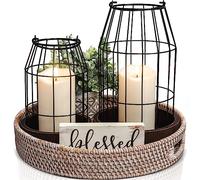 Rustic Farmhouse Lantern Decor - Stylish Decorative Lanterns for Your Living Room, Fireplace Mantle or Kitchen Dining Table - Modern Upscale Beauty for Your Entire Home