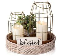 Rustic Farmhouse Lantern Decor - Stylish Decorative Lanterns for Your Living Room, Fireplace Mantle or Kitchen Dining Table - Modern Upscale Beauty for Your Entire Home