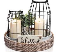 Rustic Farmhouse Lantern Decor - Stylish Decorative Lanterns for Your Living Room, Fireplace Mantle or Kitchen Dining Table - Modern Upscale Beauty for Your Entire Home