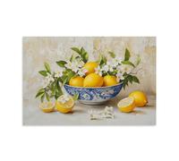 Rustic Farmhouse Lemon Wall Art Canvas Poster, Vintage Still Life Kitchen Decor Art Prints, Suitable for Dining Room Living Room Bedroom Entryway Cottage Home 12x18inch(30x45cm)