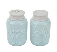 Rustic Farmhouse Mason Jar Salt & Pepper Shakers Set -Vintage Ceramic Salt & Pepper Shaker Set - Retro Shabby Chic Decorative Jar Dispenser for Kitchen