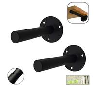 Rustic Farmhouse Metal Shelf Brackets - 2-Pack 20cm Wall Mount Pipe Support for Floating Shelves Hidden Blind Design with Screw Expansion Tube & Spirit Level