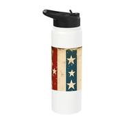 Rustic Farmhouse Patriotic Stripe Pattern Red White Blue USA Stainless Steel Insulated Water Bottle