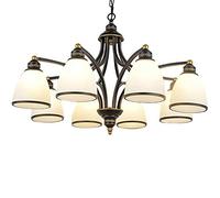 Rustic Farmhouse Pendant Light Fixture 8 Lights Chandelier Vintage Pendant Lighting Matte Glass Shade Hanging Ceiling Light for Kitchen Dining Room-Black Gold 8 Head