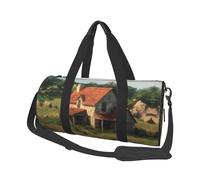 Rustic Farmhouse Print Travel Duffel Bag, Foldable Gym Bag Overnight Weekend Bags for Women, Large Holdall Bag Cabin Bag for Sports and Travel