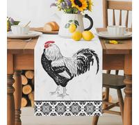 Rustic Farmhouse Rooster Table Runner 72 Inches Long, Watercolor Animal Flower Pattern Washable Table Runners Heat-Insulation Kitchen Dining Table Decorations for Home Party Decor 13x72in