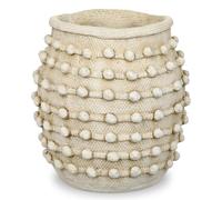 Rustic Farmhouse Vase, 23cm Boho Beige Vase for Pampas Grass Large Textured Knotted Vases for Flowers Decorative Cement Floral Vases for Home Decor, Living Room, Dining Table