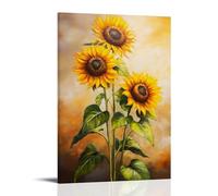 Rustic Farmhouse Wall Art, Vintage Sunflower Floral Canvas Art Prints, Warm Botanical Nature Design, Classic Hanging Paintings Poster Perfect for Kitchen Bathroom Bedroom Cozy Interior Decoration 16x