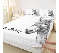 Rustic Farmnhouse Bedding Set Double Size,Funny Animals Fitted Sheet No Top Sheet,Cute Donkey Sheet Set for Kids Teens Adults Bedroom Decor,2 Pillowcases