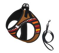 Rustic Faux Leather Bold Ethnic Stripes Western No Pull Dog Harness and Leash Set, Cute Reflective Adjustable Vest for Small Dogs,Breathable Mesh Puppy Harness for Walking Hiking,Small