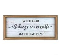 Rustic Fir Wood Wall Sign Inspirational Bible Verse Motivational Scripture for Living Room Office Study Easy Hanging Waterproof No-Fade Print White 40x18cm