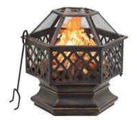 vidaXL Rustic Fire Pit Garden Fireplace with Poker Furnace Heater XXL Steel