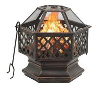 Rustic Fire Pit with Poker 62x54x56 cm XXL Steel