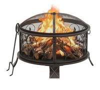 Rustic Fire Pit with Poker 67.5 cm XXL Steel Bowl Patio Heater vidaXL
