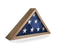 Rustic Flag Case - SOLID WOOD Military Flag Display Case for 9.5 x 5 American Veteran Burial Flag, Wall Mounted Burial Flag Frame, - Flag Shadow Box to display folded flag. (Weathered Wood)