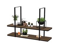 Rustic Floating Ceiling Hanging Shelves for Plants & Flowers Suspended Iron Art Wall Storage Display Rack for Kitchen Bar & Indoor Balcony (120x30x80cm)