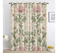 Rustic Floral Blackout Curtains for Bedroom, Flower Botanical Curtain 84 Inch Drop 2 Panels, Vintage Bohemian Curtain for Living Room, Window Curtains with Eyelet Bi1005