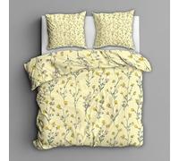 Rustic Floral Duvet Cover Sets King Size Bedding 3 Piece, Yellow Flower Pattern Reversible Quilt Cover & 2 Pillowcases, Soft Microfiber, Zip, Bedroom Decor & Gifts(O169)