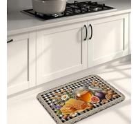 Rustic Floral Kitchen Mats for Floor, Honey and Fruits Vintage Soft Mats, Autumn Cushioned Comfort Washable Non Slip Decor Rugs for Kitchen Sinks Laundryroom Bathroom 20x31 Inch