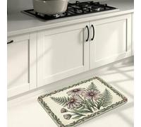 Rustic Floral Kitchen Mats for Floor, Vintage Botanical Soft Mats, Spring Cushioned Comfort Washable Decor Rugs for Kitchen Sinks Laundryroom Bathroom 16x24 Inch
