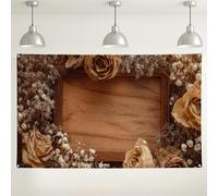 Rustic Floral Wall Backdrop, Vintage Flower Frame Design for Party Decorations, Elegant Indoor/Outdoor Photography Background for Events, Wedding and Autumn Celebrations 71x43 Inch