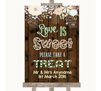 Rustic Floral Wood Wedding Sign Collection Rustic Floral Wood Love is Sweet Take A Treat Candy Buffet Wedding Sign