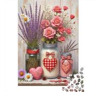 Rustic Flower Mason Jars 1000 Piece Jigsaw Puzzle Paper for Adults Country Style Home Decor Relaxing Gift Family Focus 70x50cm/1000pcs