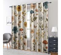 Rustic Flower Mushroom Curtains Blackout, 90x90 Inch 2 Panels - Leaf Floral Botanical Pattern Black Out Curtains, Home Decor, 90 Drop Eyelet Window Drapes for Bedroom, Living Room DS71
