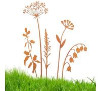 Rustic Flower Stakes - 5-Piece Metal Yard Decor, Waterproof Outdoor Sculpture | Vintage Garden Accessory with Durable Build for Spring Farmhouse Halloween Home and Backyard Seasonal Displays