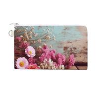 Rustic Flowers Coin Purse with Key Ring Cute Change Purse Travel Portable Keychain Wallet with Zipper for Women Men, style, One Size, Floral