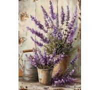 Rustic Flowers Stamped Cross Stitch Kits - Lavender Needlepoint Counted Cross Stitch Kits for Beginners Adults Patterns Dimensions Needlecrafts Embroidery Kits Arts and Crafts